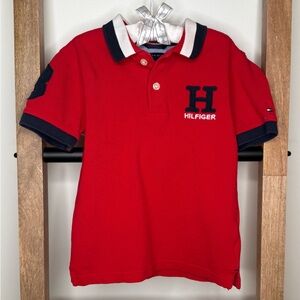 Tommy Hilfiger Kids Polo Shirt in Red and Navy Size 4